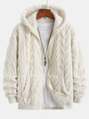 Geometric Jacquard Zip Up Teddy Hoodie - Maison Sydney