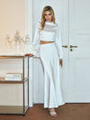 Minimalist Crop Satin Skirt Set