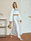 Minimalist Crop Satin Skirt Set