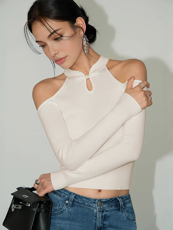 Cold-Shoulder Knot Jersey Top