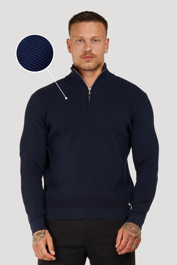 THE RENZO HALF ZIP SWEATER