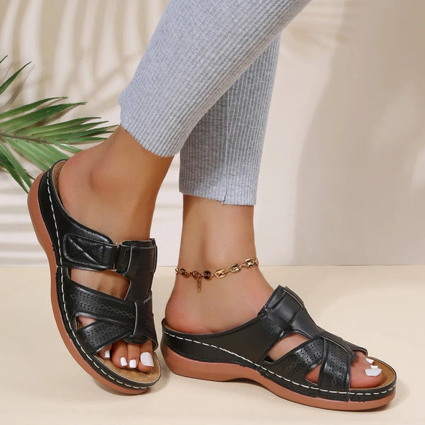 Orthopedic Leather Open-Toe Sandals for Women